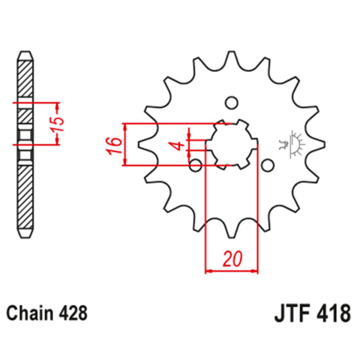 Lančanik prednji JT  JTF418-15 (428)15 zuba