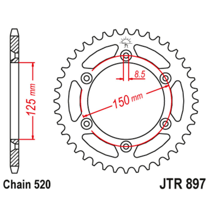 Lančanik zadnji JT JTR897-40ZBK (520) 40 zuba