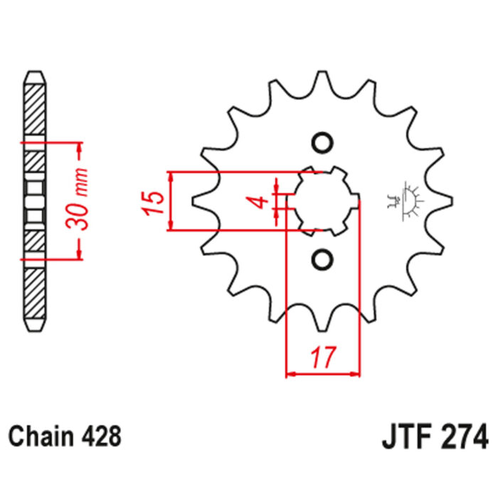 Lančanik prednji JT  JTF274-15 (428)15 zuba