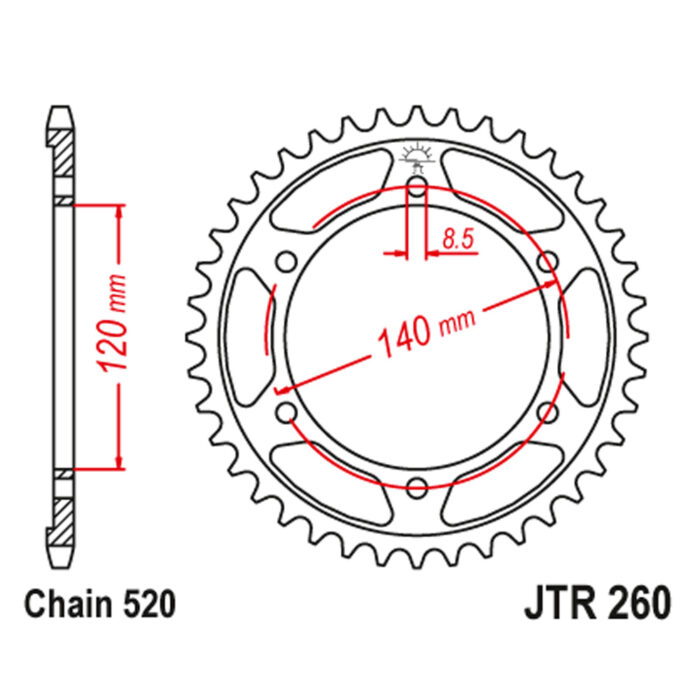Lančanik zadnji JT JTR260-40 (520)40 zuba