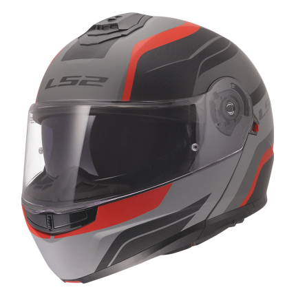 Kaciga LS2 Flip Up FF908 STROBE II MONZA crno sivo crvena