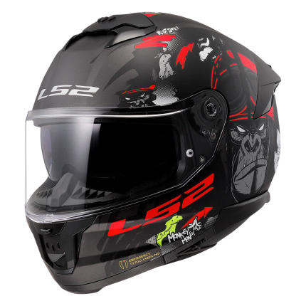 Kaciga LS2 Full Face FF808 STREAM II ANGRY MONKEY sa naočarima crno crvena