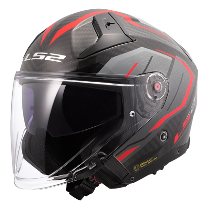 Kaciga LS2 Jet OF603 INFINITY II CARBON URUS crno crvena