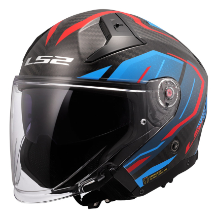 Kaciga LS2 Jet OF603 INFINITY II CARBON URUS plavo crvena
