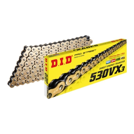 Lanac DID 530VX3-GB link zlatno-crni Pro-street X-Ring