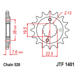 Lančanik prednji JT JTF1401-14 (520) 14 zuba