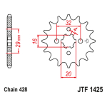 Lančanik prednji JT  JTF1425-14 (428) 14 zuba