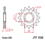 Lančanik prednji JT  JTF1536-16RB (520)16 zuba