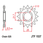 Lančanik prednji JT JTF1537-15-50-29029 (525) 15 zuba
