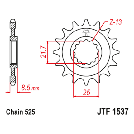 Lančanik prednji JT JTF1537-17-50-29029 (525)17 zuba