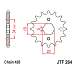 Lančanik prednji JT JTF264-16 (428) 16 zuba