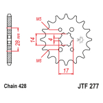 Lančanik prednji JT JTF277-13 (428) 13 zuba Daytona 50