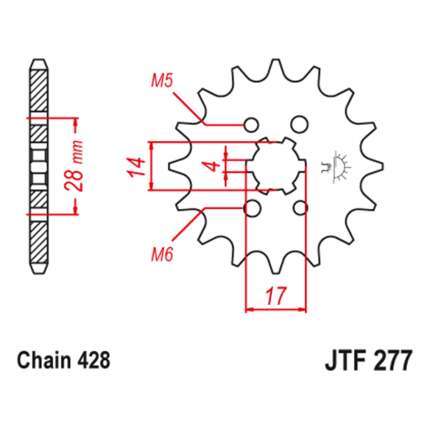 Lančanik prednji JT JTF277-14 (428) 14 zuba