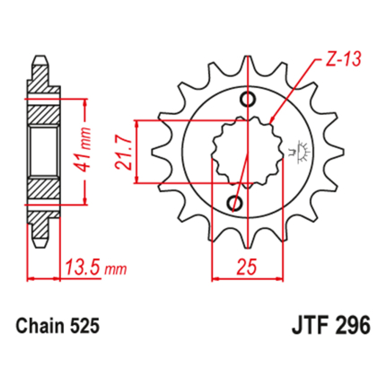 Lančanik prednji JT JTF296-16-50-29005 (525) 16 zuba