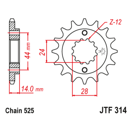 Lančanik prednji JT  JTF314-16 (525)16 zuba