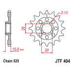 Lančanik prednji JT JTF404-17-50-29045 (525)17 zuba