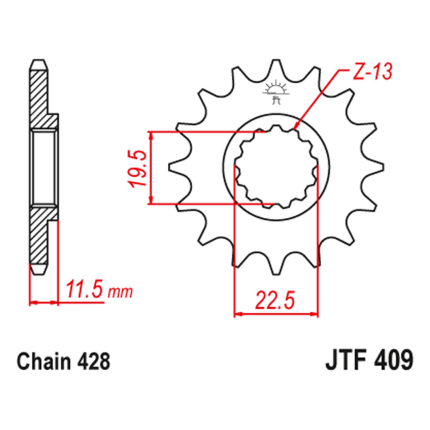 Lančanik prednji JT JTF409-14 (428)14 zuba