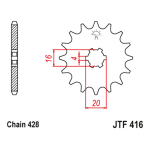 Lančanik prednji JT JTF416-15 (428) 15 zuba