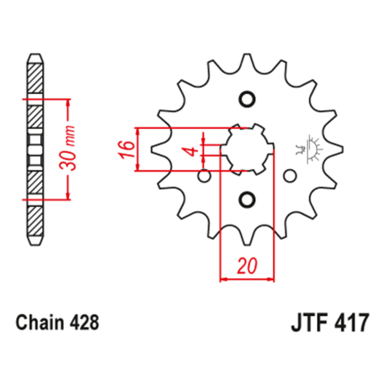 Lančanik prednji JT JTF417-14-50-15015 (428) 14 zuba