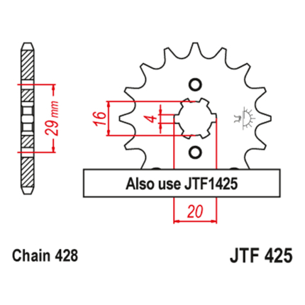 Lančanik prednji JT JTF425-15-50-15005 (428) 15 zuba
