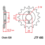 Lančanik prednji JT  JTF495-15 (520)15 zuba