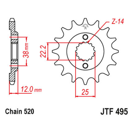 Lančanik prednji JT  JTF495-15 (520)15 zuba