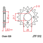 Lančanik prednji JT JTF512-16RB (520) 16 zuba