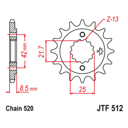 Lančanik prednji JT JTF512-16RB (520) 16 zuba