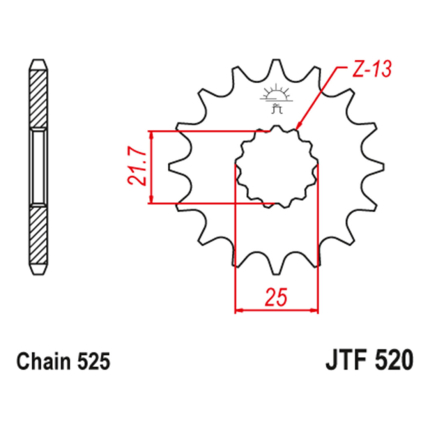 Lančanik prednji JT JTF520-17RB (525) 17 zuba