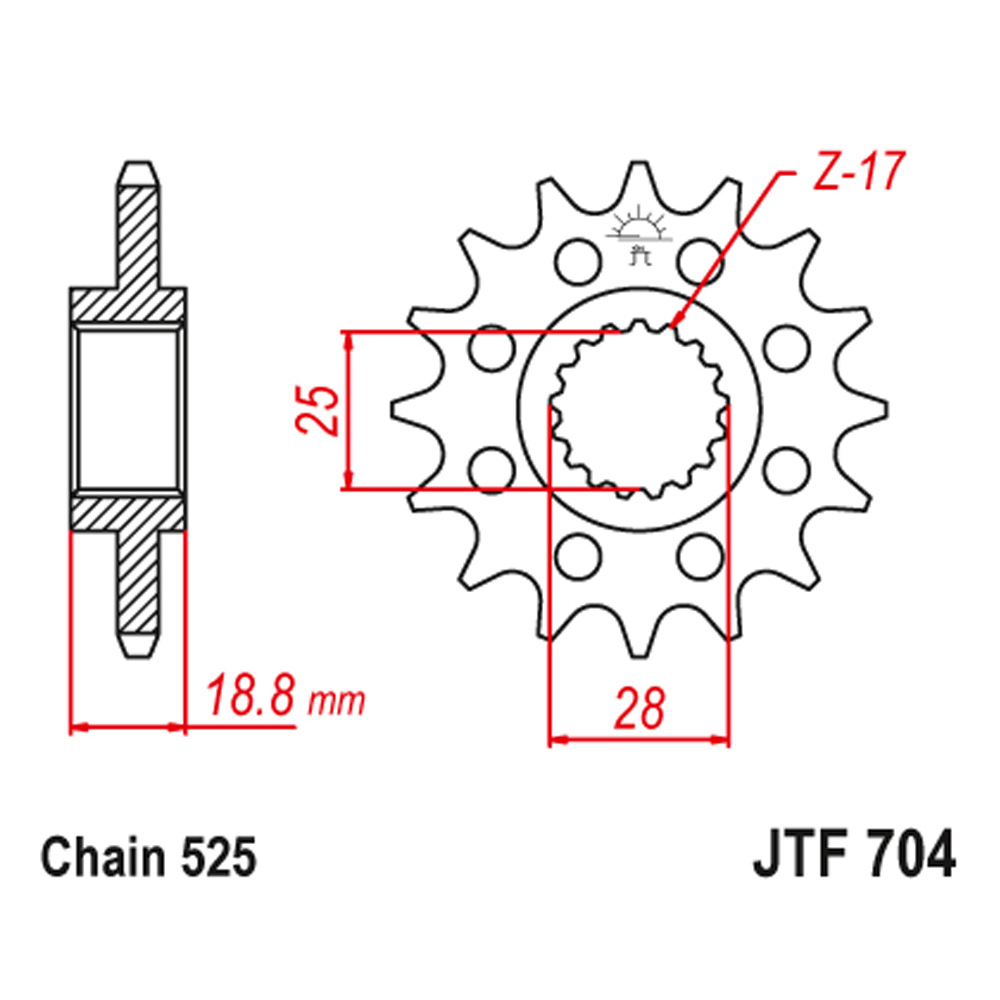 1cfee473-7d18-46fe-9555-734c5e14a8e0 Lančanik prednji JT JTF704-17RB (525)17 zuba