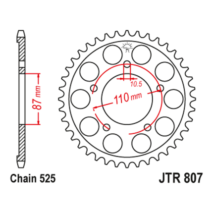 Lančanik zadnji JT 46 zuba JTR807-46-50-29008 (525)