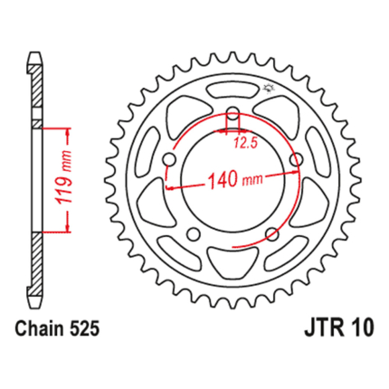 Lančanik zadnji JT JTR10-47 (525) 47 zuba
