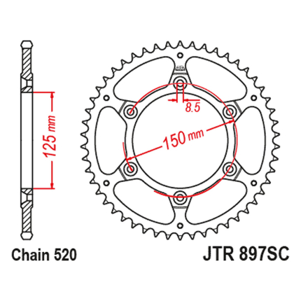 Lančanik zadnji JT JTR897-49SC (520) 49 zuba