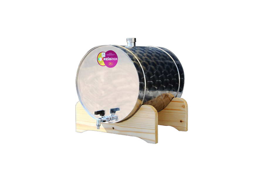 037694 Inox bačva 25 l- horizontalna (za rakiju)- sa slavinom