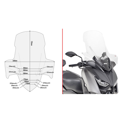 Vizir providni povišeni GIVI Yamaha X-MAX 300 (17-22) D2136ST